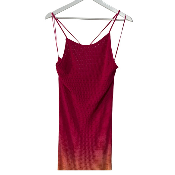 FORE COLLECTION WOMENS SIZE XSMALL OMBRE CROCHET MAXI DRESS PINK ORANGE NEW - Picture 5 of 12